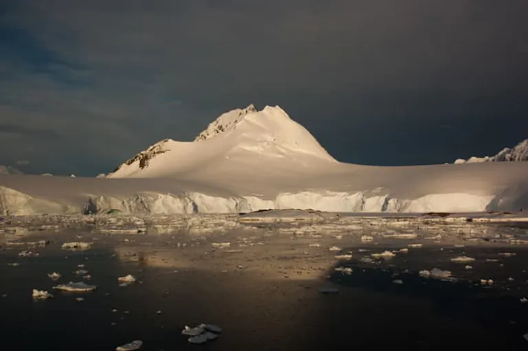 blocks of ice melting off the glacier in Antarctica