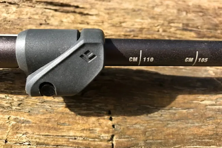 trekking poles on hiking trails with snap locks