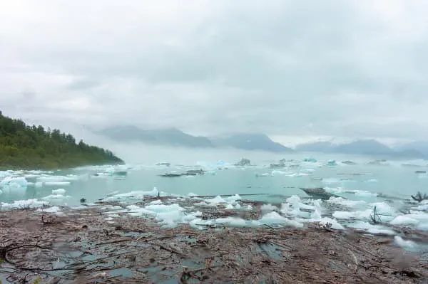 Icebergs floating in a lake on a cloudy day - iceberg stock videos & royalty-free footage.