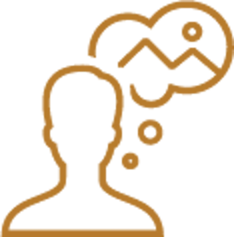 Person icon thinking about moutains