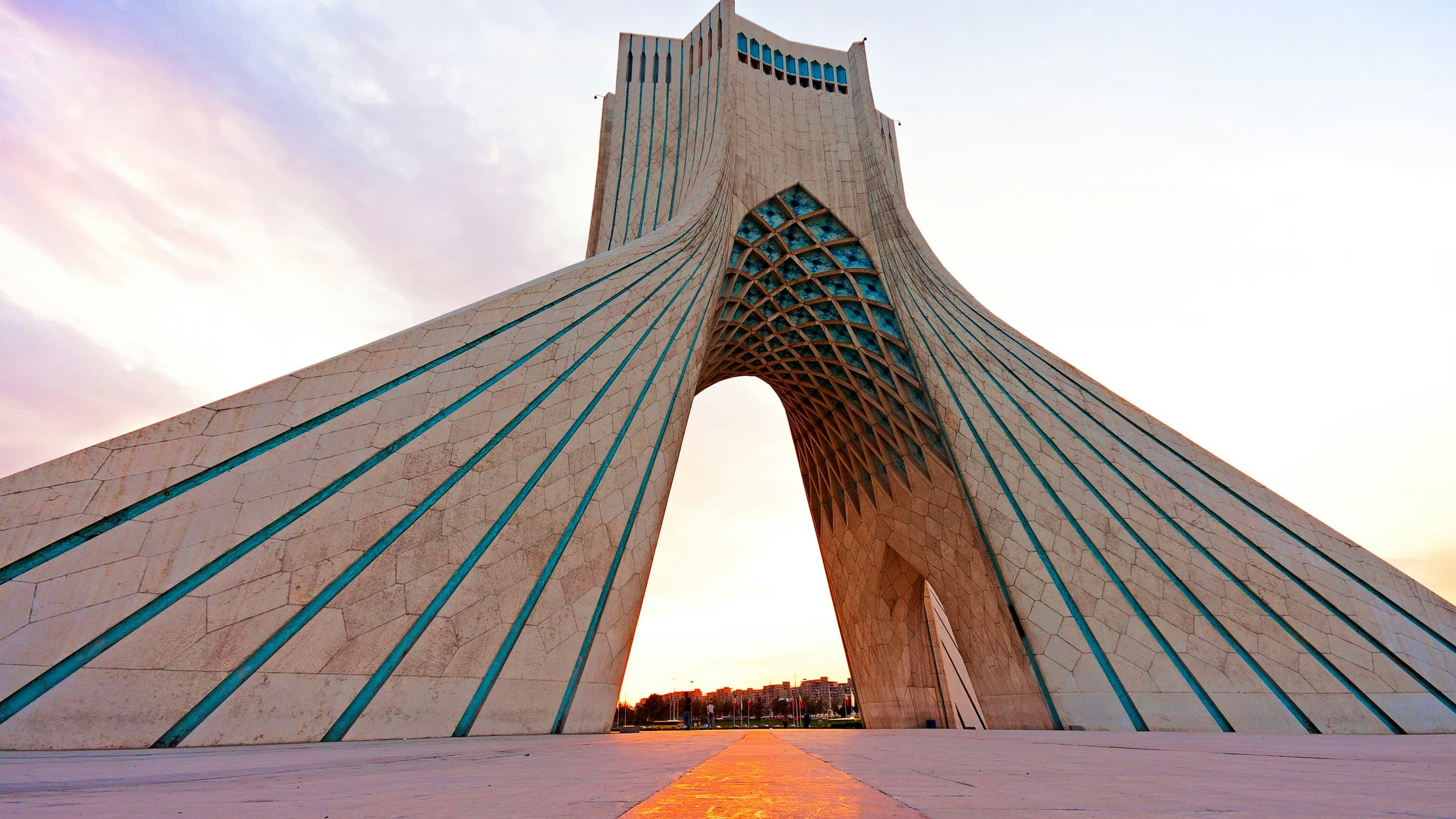 Iran's tallest building at sunset.