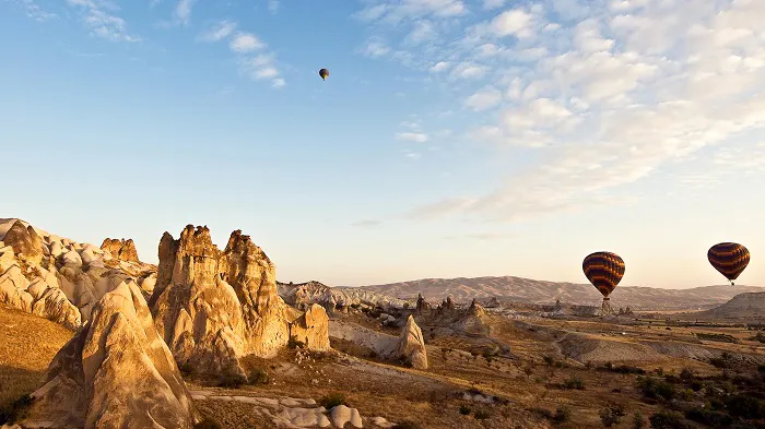 Hot air balloons in cappadocia, turkey.