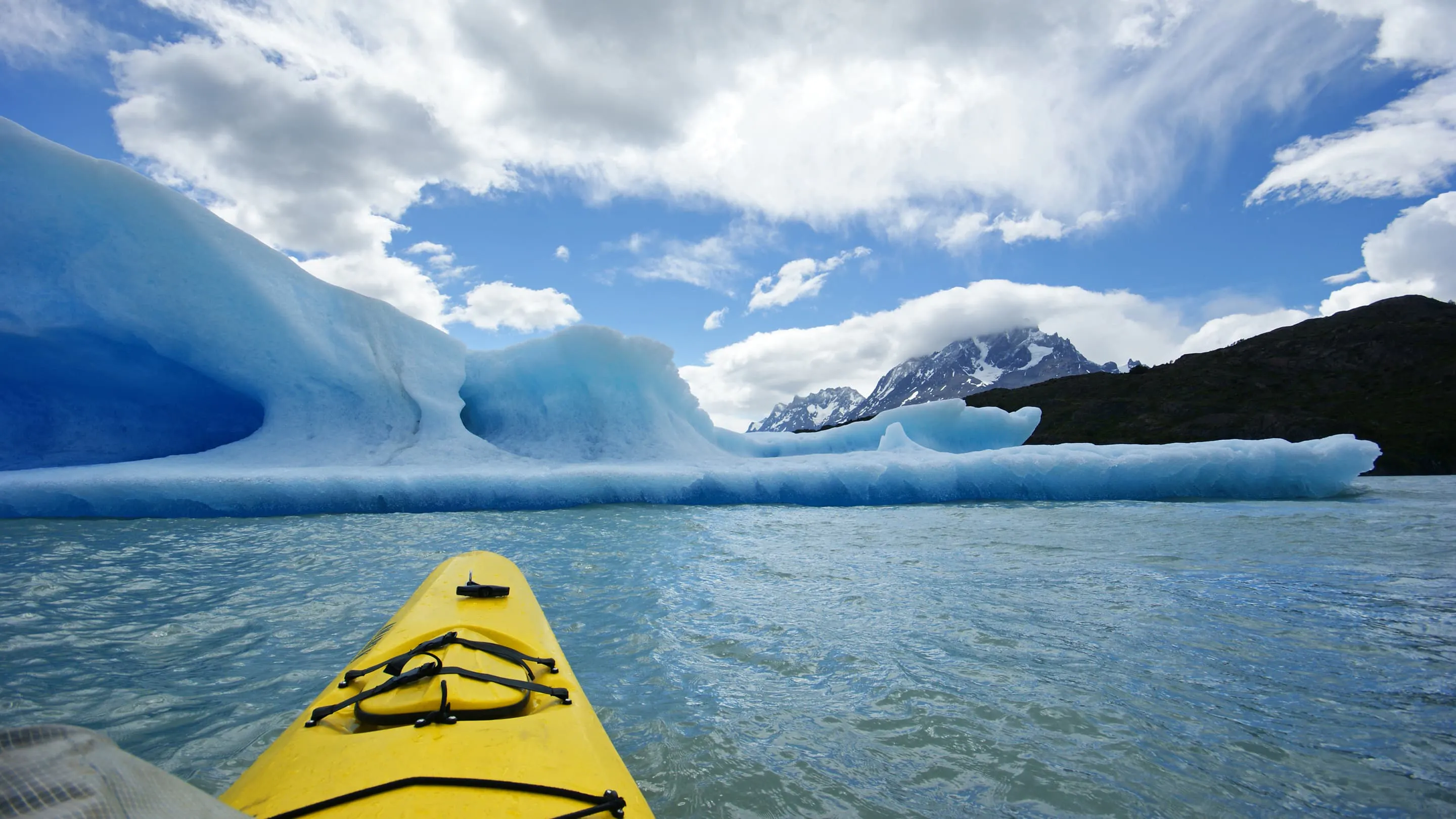 An iceberg in the water.