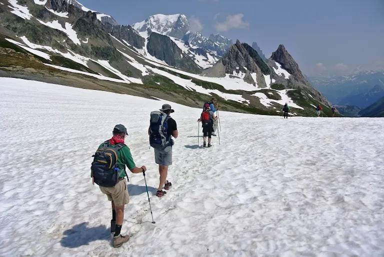 Snowing in the Alps mountains 