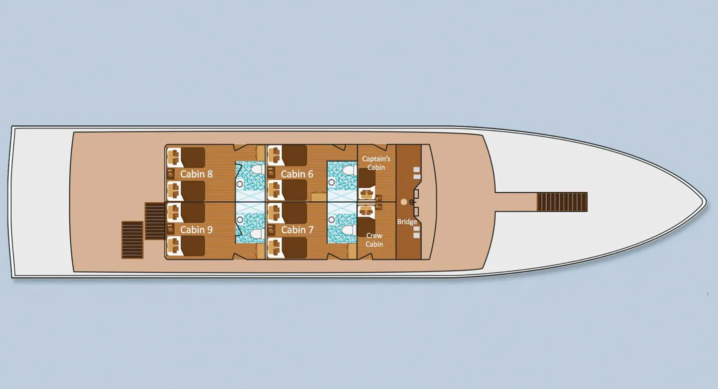The deck plan of the Galaxy Adventure Tours cruise ship.