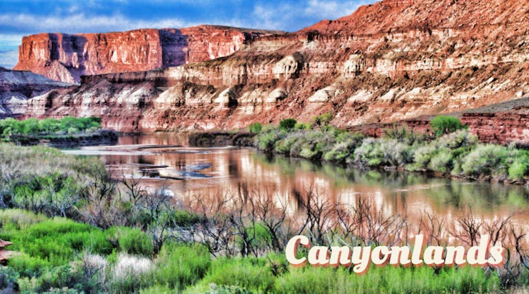 Hiking trails and water on Utah's Canyonlands 