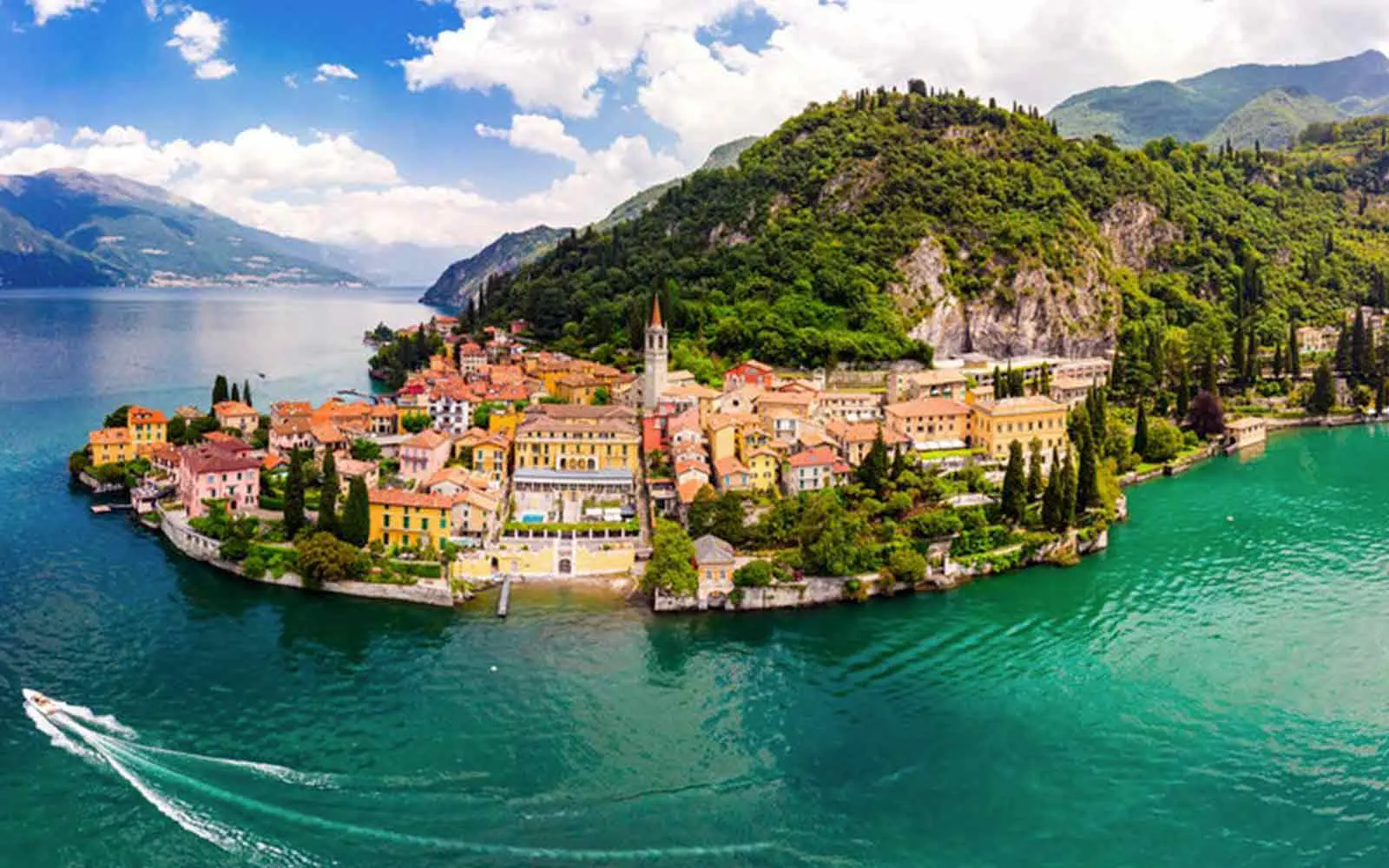 Rooftop view of spectacular Lake District in Switzerland in the Alps region in Europe