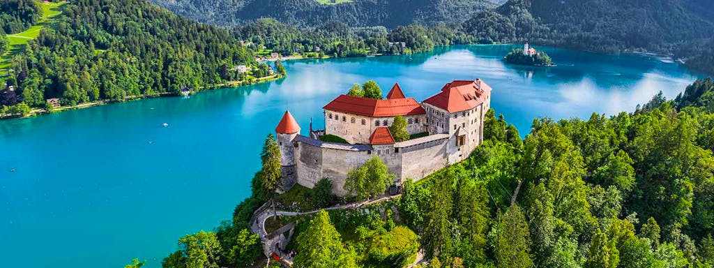 Aerial view of Slovenia on a engaging cultural tour