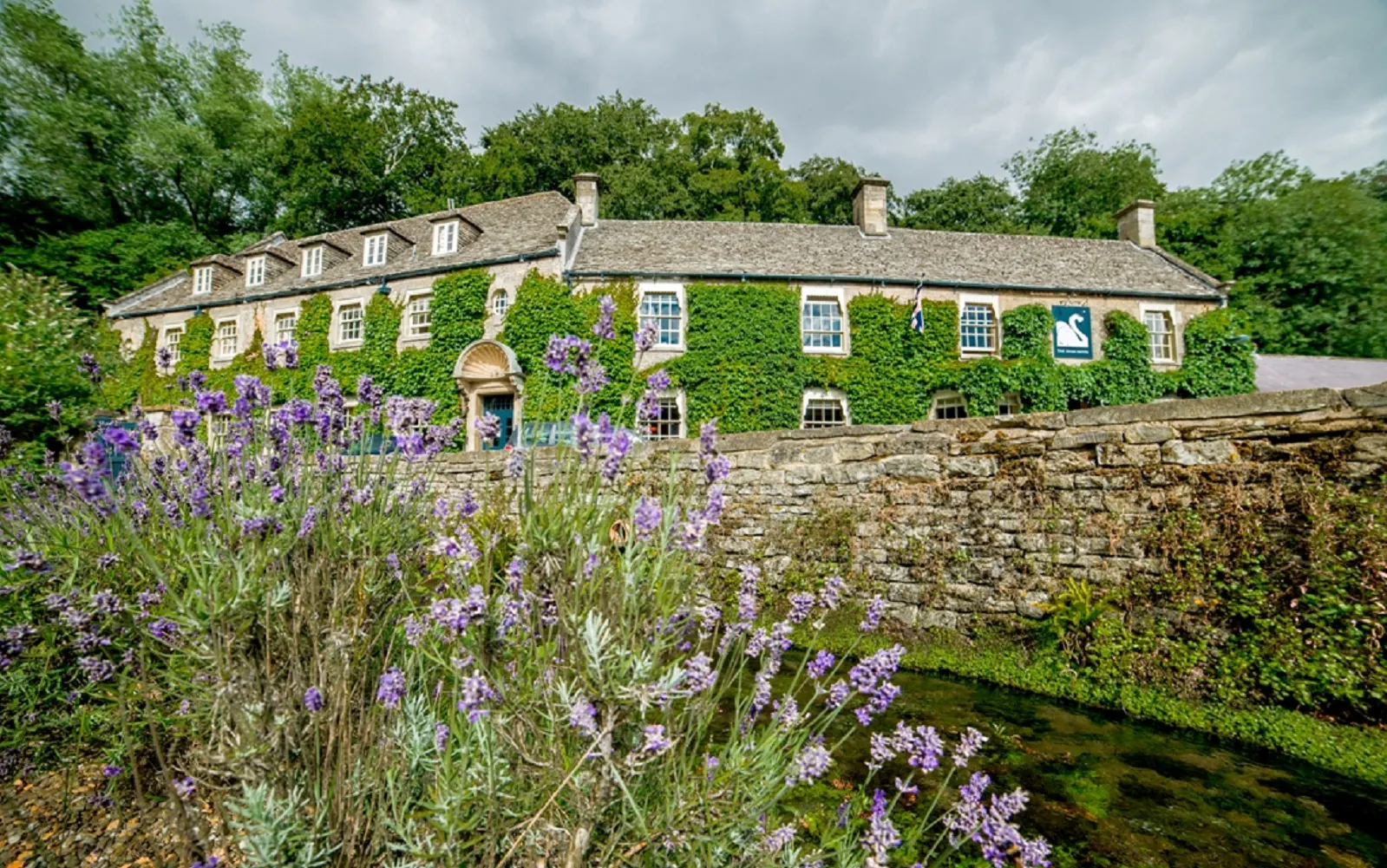 Exterior of the Swan Hotel in the Cotswolds, England
