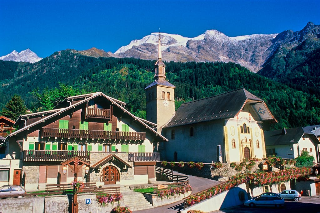 Les Contamines is more than 3,800 feet high in the Mont Blanc region in France, Europe