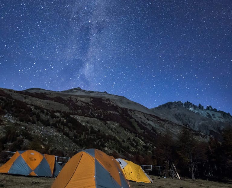 laying beneath the starry skies in Patagonia