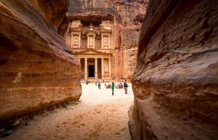 Canyon view of the ancient city of Petra in Jordan.