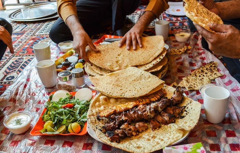 delicious Iraqi cuisine like kubba and shawarma