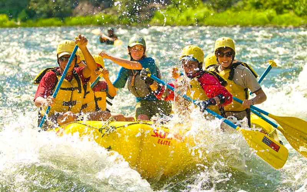group of rafters rafting 75 miles of the Middle Fork of the Salmon River on a multi day trip in Idaho, North America