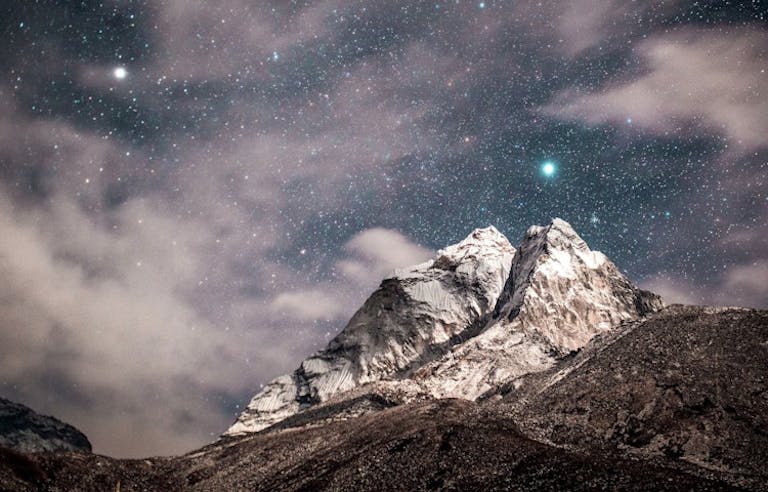 Stargazing in a wide sky in a lodge to lodge trek to Everest 