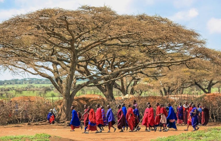 Tanzania locals in the community walking in a tribe 