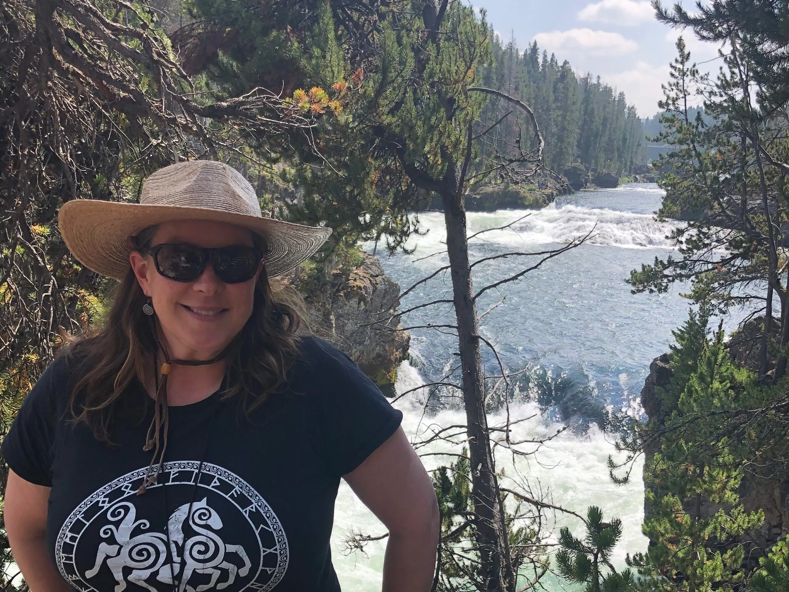 Tourist hiking Yellowstone National Park