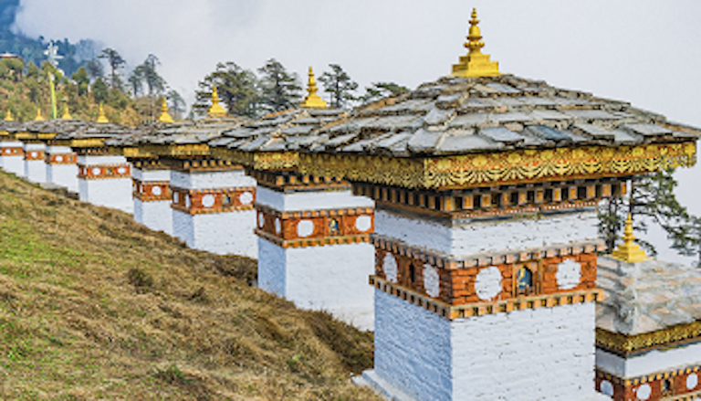 View of temples, stupas, and bazaars in Kathmandu and Tibet and Lhasa