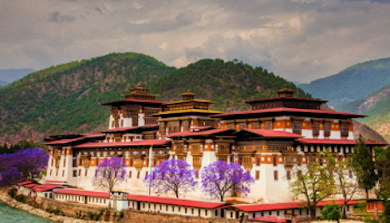 View of dzongs, some built as early as 1637 in Bhutan