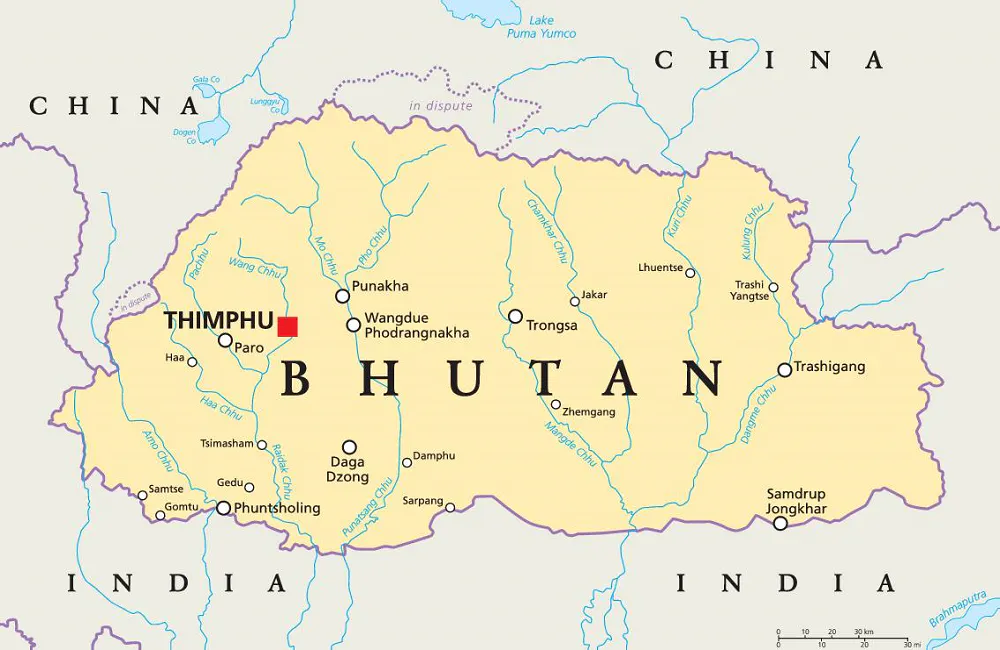 Map of Bhutan