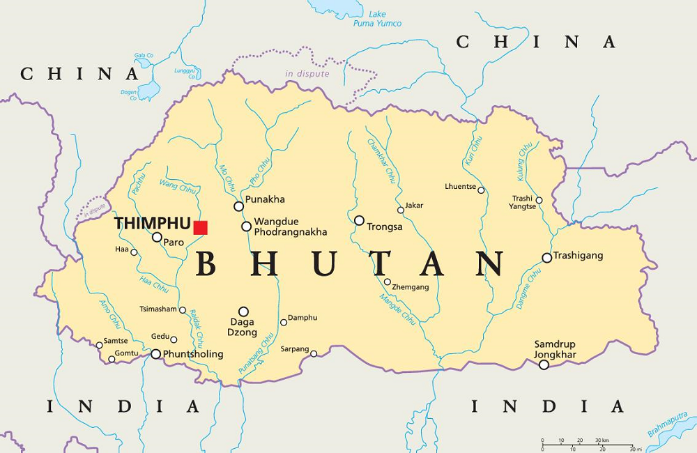 Map of Bhutan 