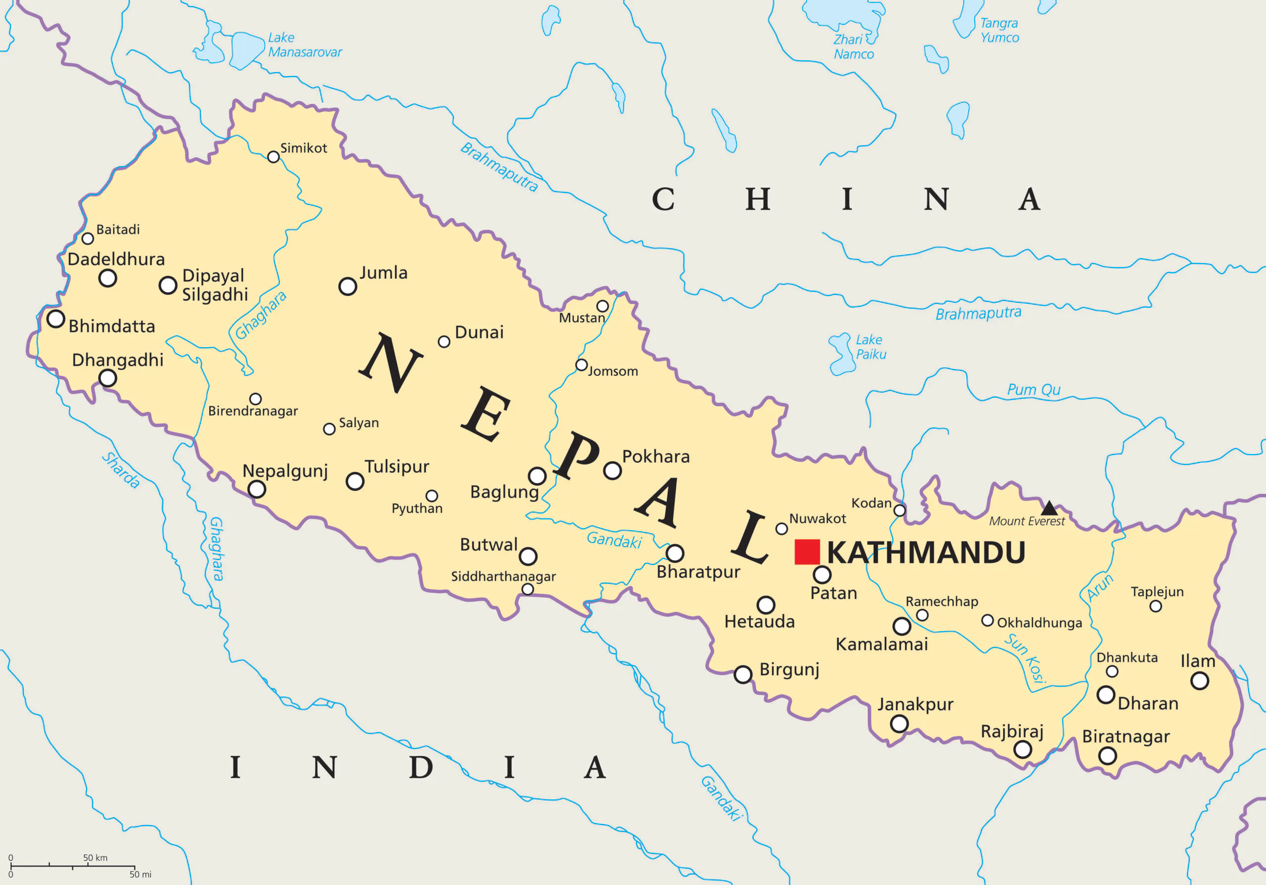map of Nepal 