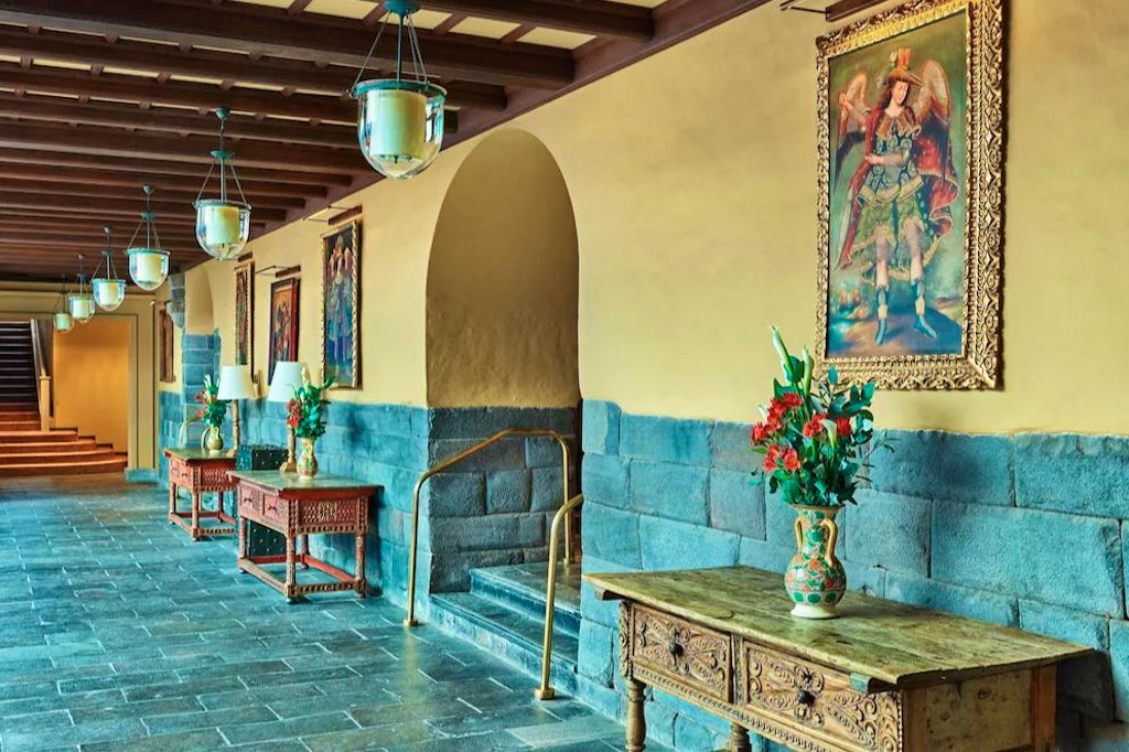 Local artwork and furnishings adorning Cusco's Palacio del Inka in Peru