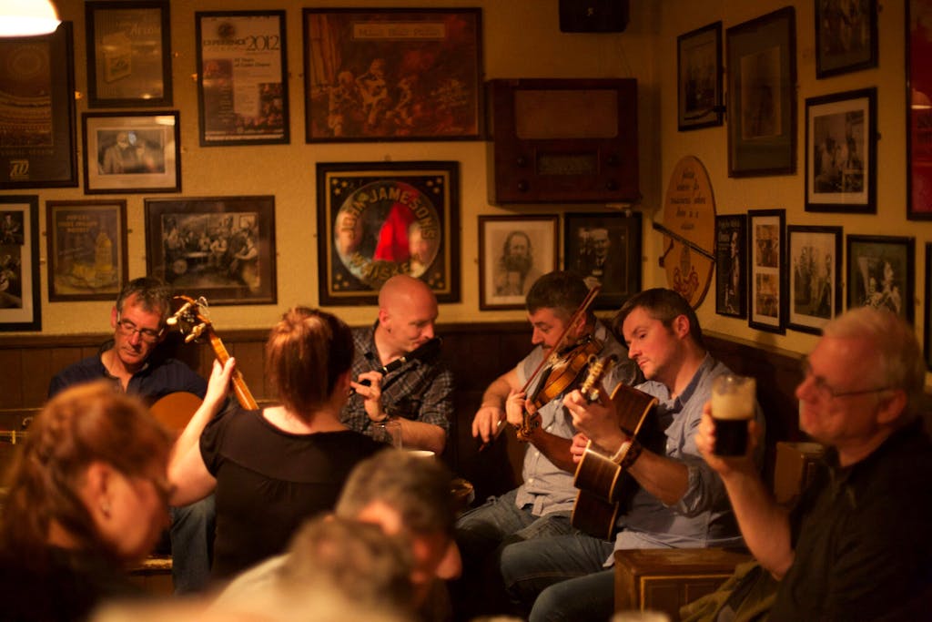 Musicians playing in a local pub in Dublin, Ireland