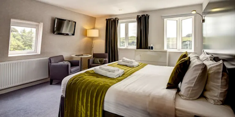 Tourists who are seeking an overnight stay at a local hotel checks out Hotel Hebrides in Isle of Harris in Scotland, Europe