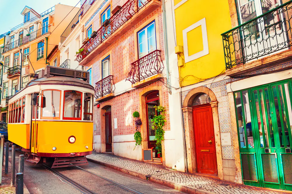 colorful bright colored fairytale neighborhood of Sintra