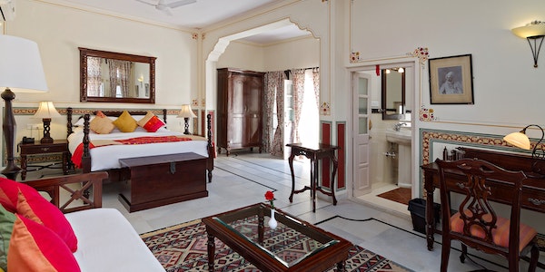 Tourists staying overnight at a local luxury hotel called the Rohet-Garh Hotel in Jodhpur, India, Asia