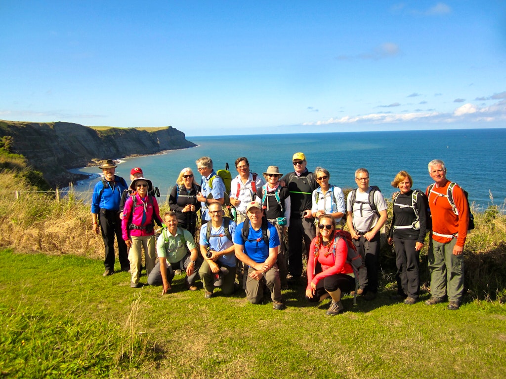 Group of Hikers finishing a satisfying guided trek in Scotland's Western Isles 