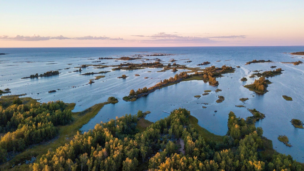 The only Natural UNESCO World Heritage Site in Finland, the Kvarken Archipelago, on a late August trip during Sunset.

