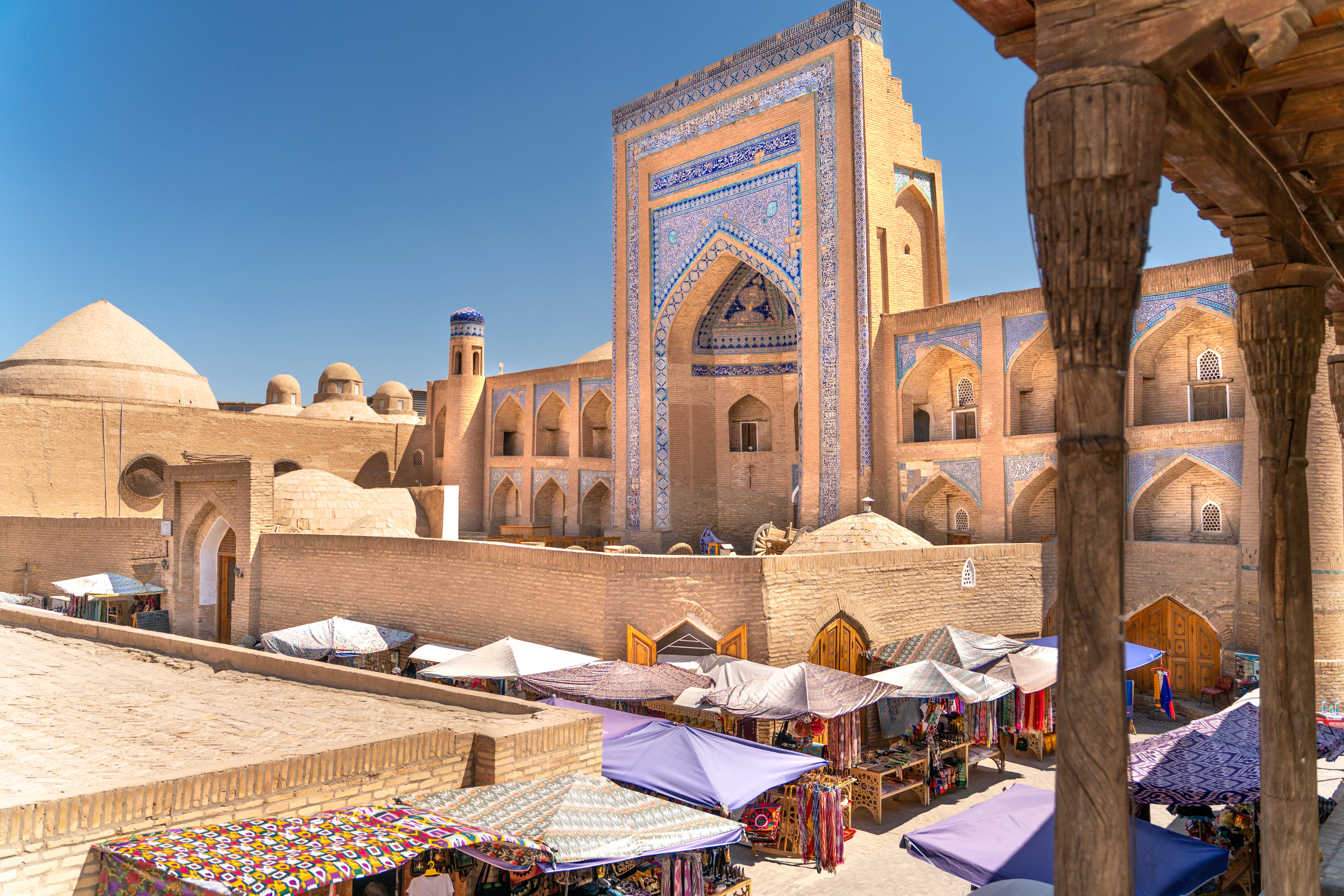 Getting produce and seasonings at the local silk market bazaars in Uzbekistan towns in Asia
