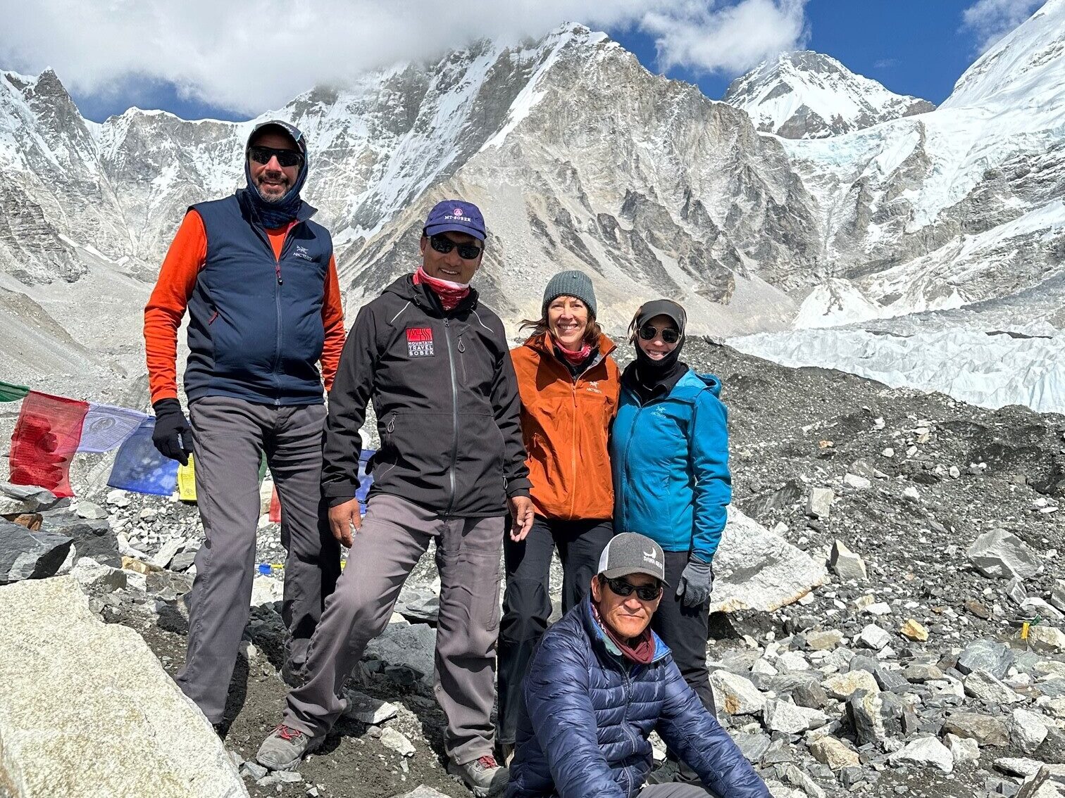 group of trekkers on a Himalayas hiking adventure with an expert local guide 