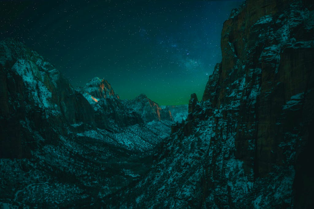 night viewing in Zion National Park, one of Utah's Mighty 5 national parks in North America