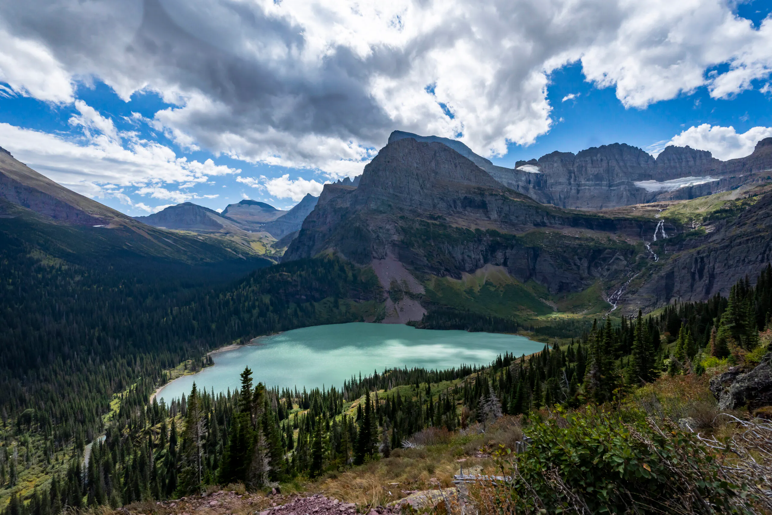 Beautiful view of Grinnell Lake on your Montana Glacier National Park hiking adventure