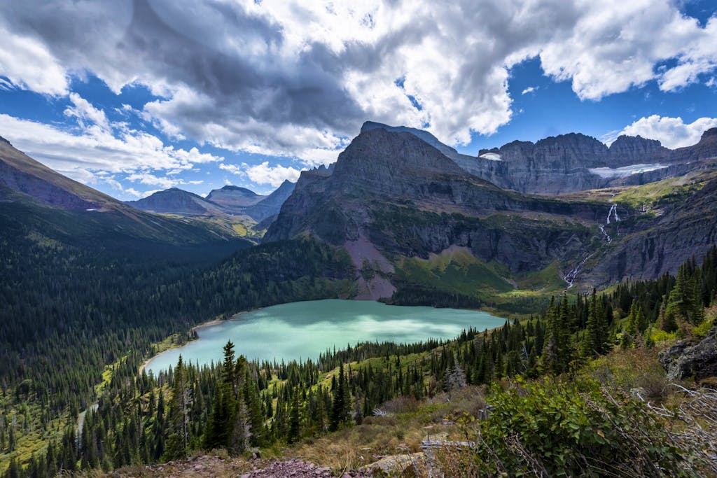 Beautiful view of Grinnell Lake on your Montana Glacier National Park hiking adventure