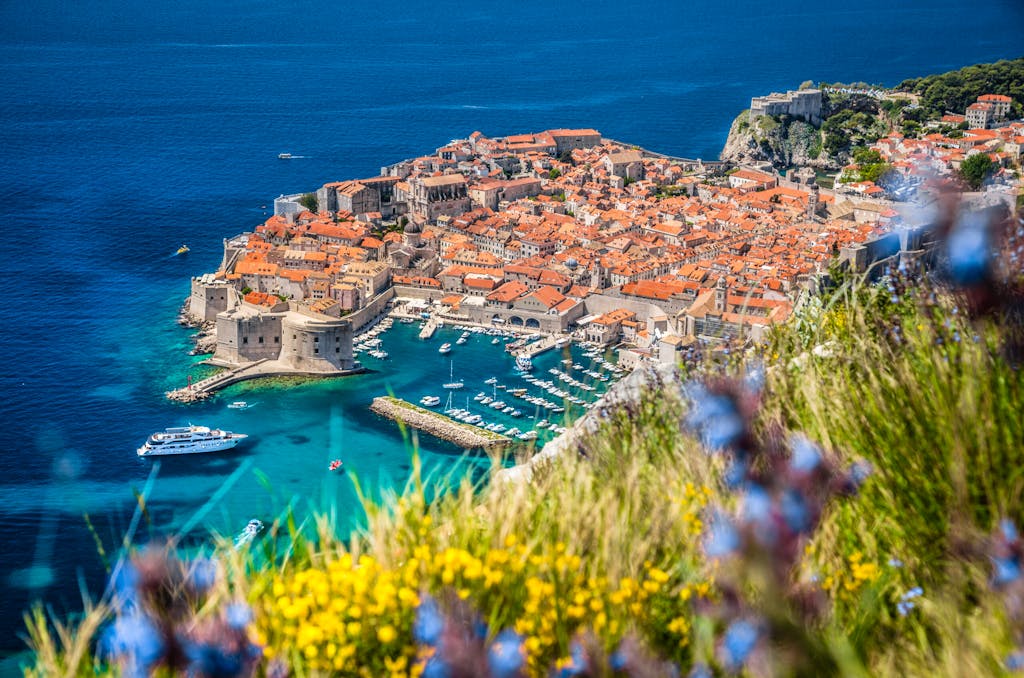 pnoramic aerial view of historic town of Dubrovnik in Croatia, Europe