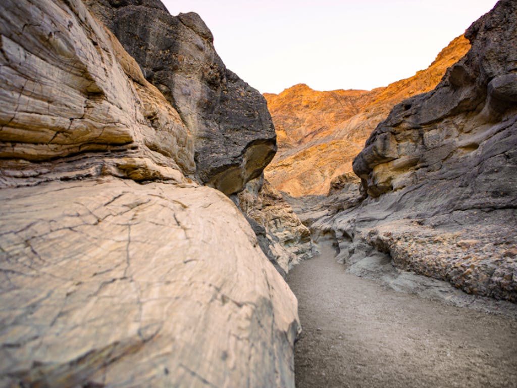 hiking the famous Mosaic Canyon trail in death valley national park, california, north america, USA