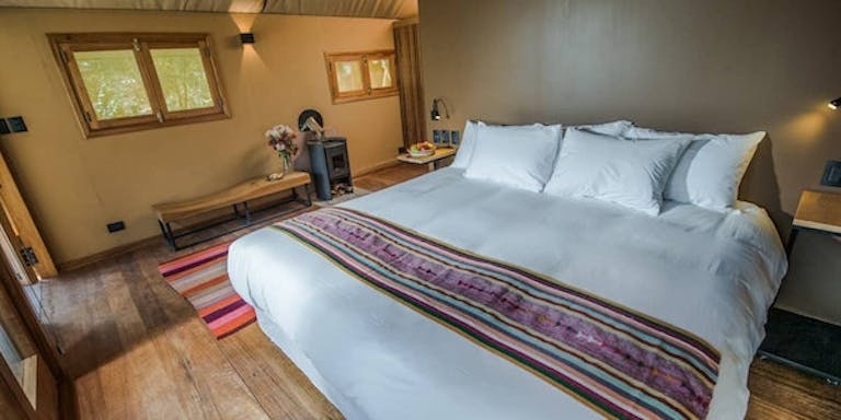 stay overnight at the Las Qolqas Eco Resort outside the Sacred Valley town of Ollantaytambo near Inca Trail to Machu Picchu in Peru, South America