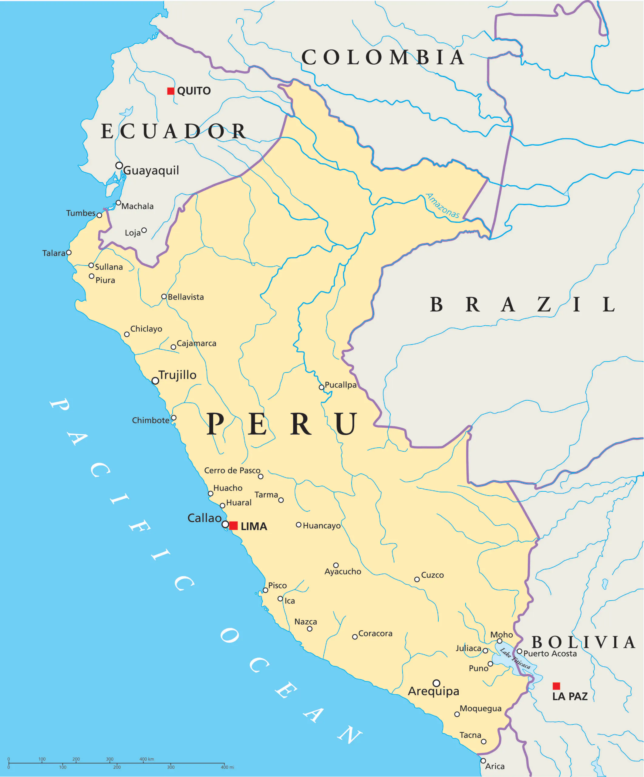 Peru map for travel guide