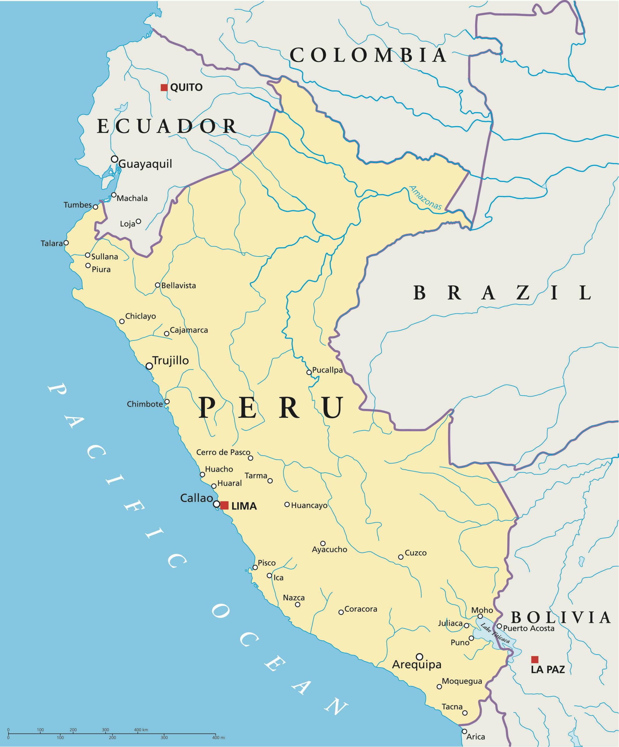 Peru map for travel guide