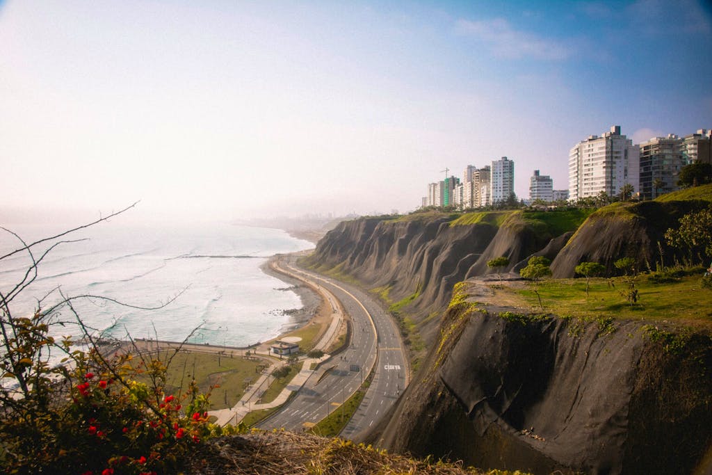 City of Lima, a cosmopolitan city, in the daytime has access to white sand beaches in Peru, Latin America