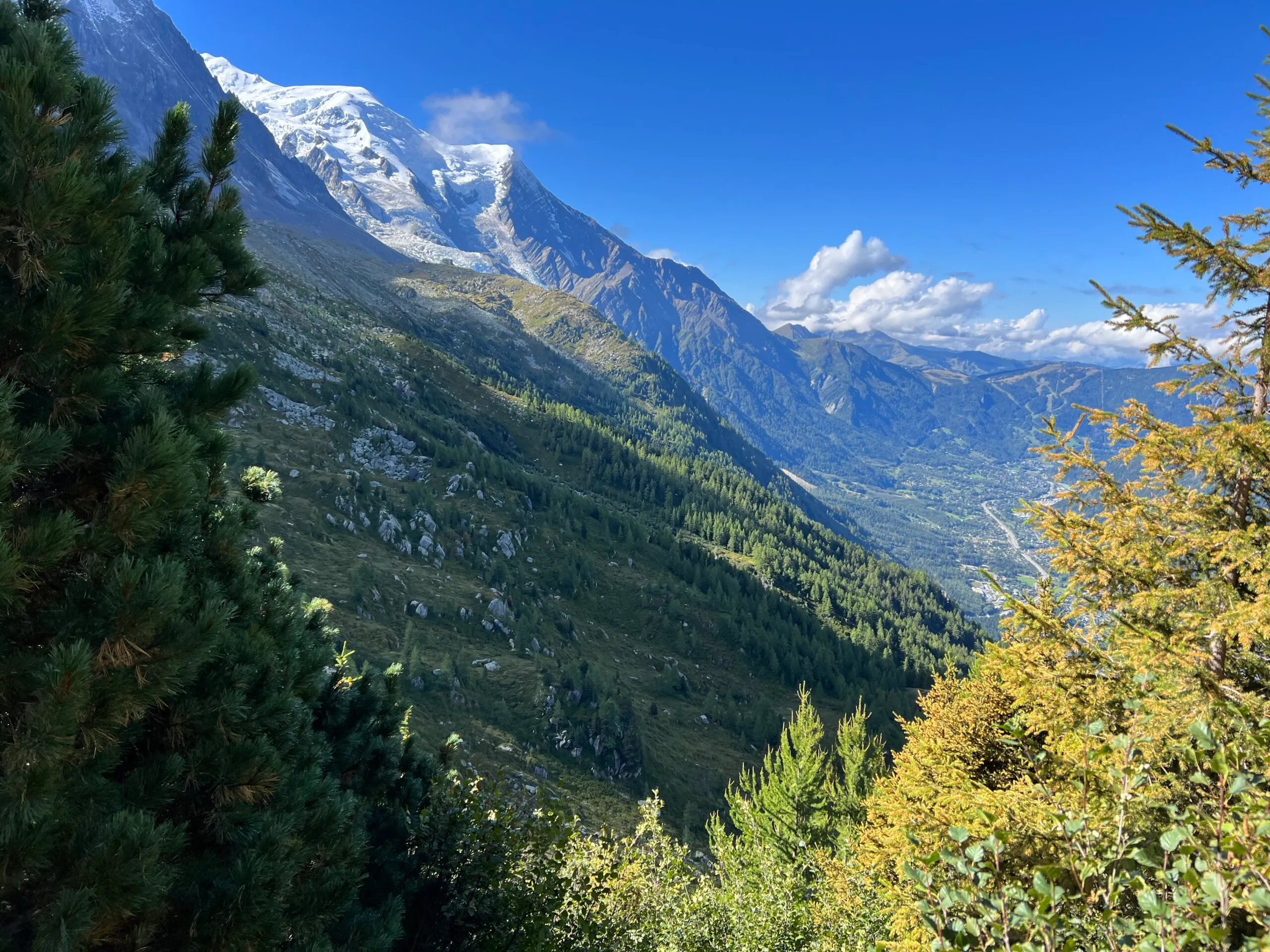 exploring sweeping mountain vistas on village to village hiking trail adventure in Switzerland and France in the Alps region in Europe