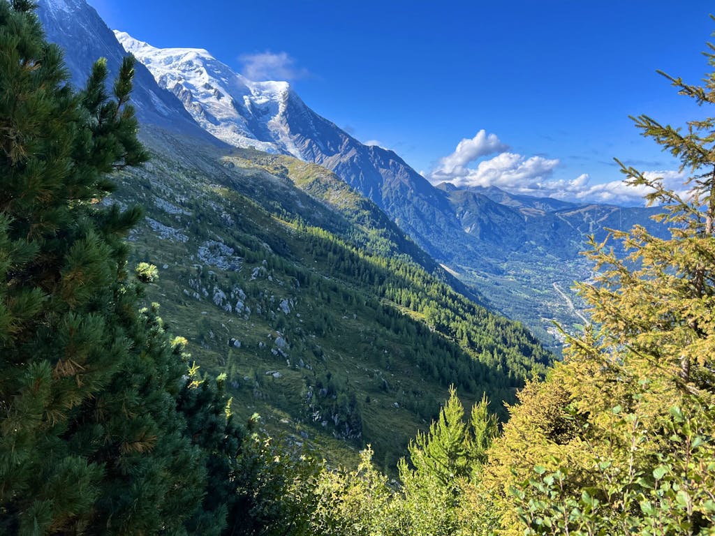 exploring sweeping mountain vistas on village to village hiking trail adventure in Switzerland and France in the Alps region in Europe