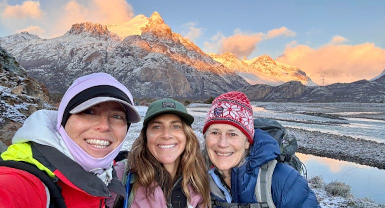 Diane with her traveling female companions during hike in Patagonia