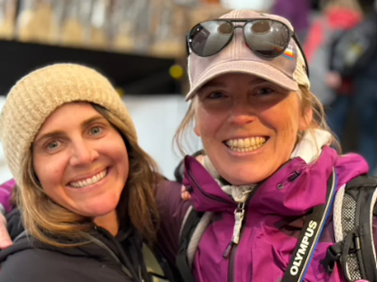 Dianes female traveling companions with bright smiles in Patagonia