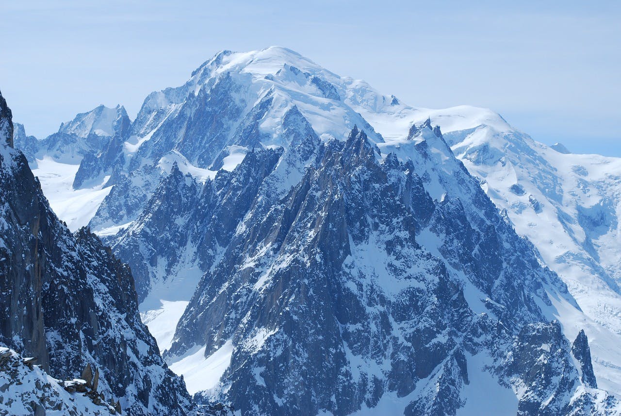 Mont Blanc massif on the Alps region of Europe