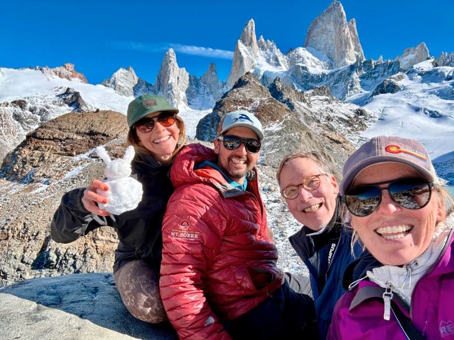 fellow travelers in Argentina hiking expedition with guide